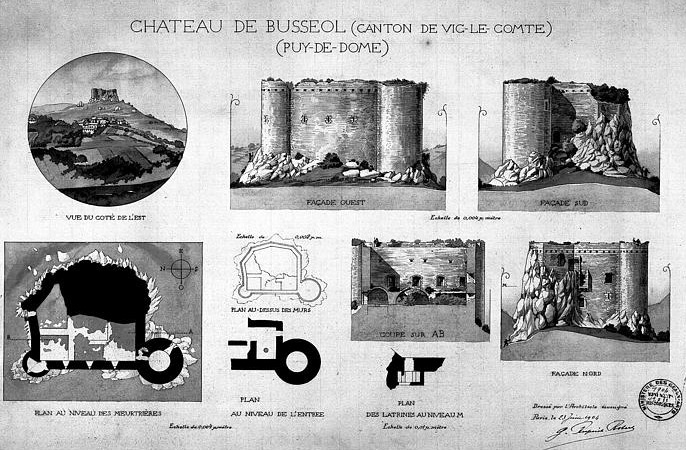 Plan du château de Busseol (Jean Gourbeix (Photographe) - Ministère de la Culture)