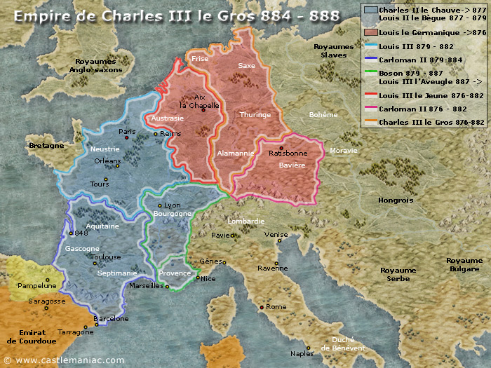 Empire de Charles III le Gros 884 - 888