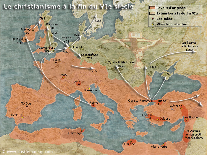 Diffusion du Christianisme au VIe siècle