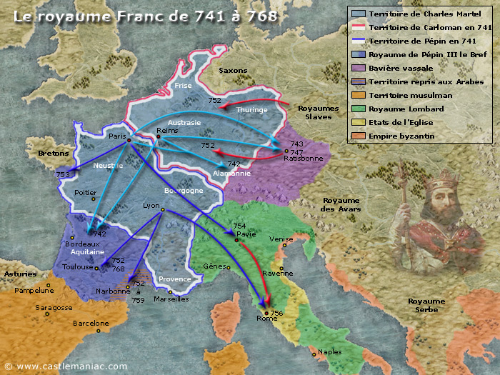 Le royaume franc de Pépin le Bref de 741 à 768