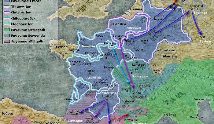 Les royaumes francs de 511 à 531