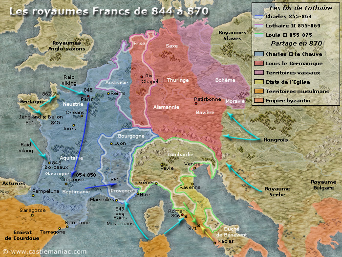 Les royaumes Francs 843 - 870