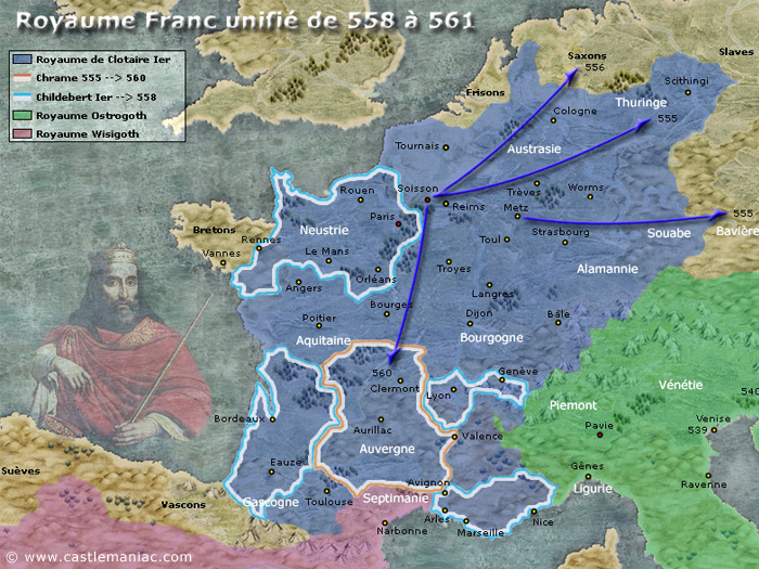 Le royaume franc de Clotaire Ier de 558 à 561